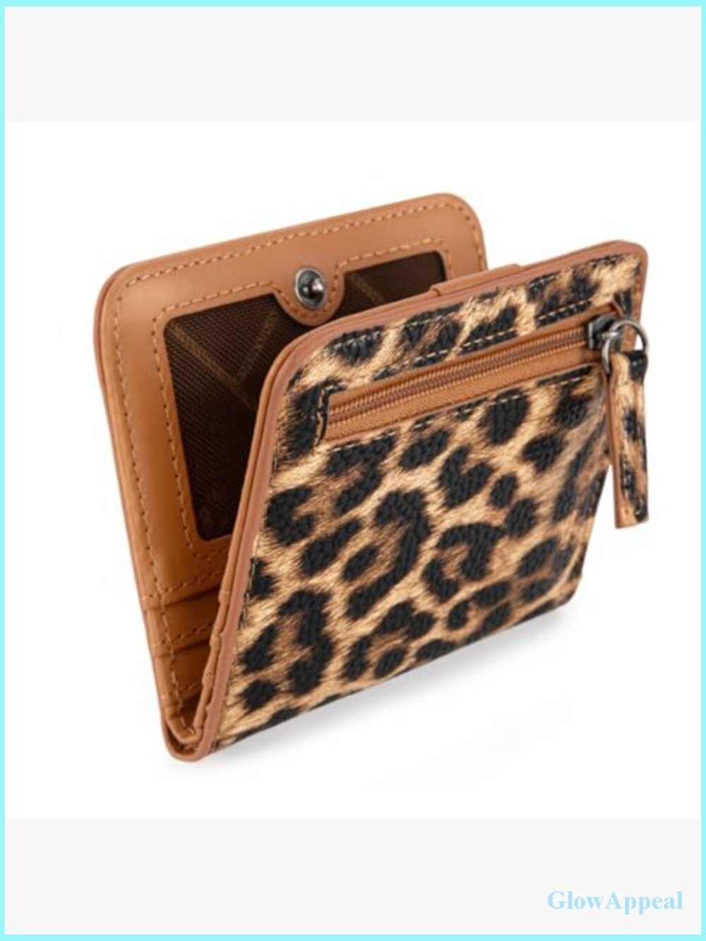Small Leopard Print Wallet with RFID Lining and Coin Purse - Picture 2 of 6